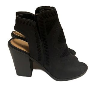 D Brand, Open Toe, Zip Up, Back Out Heels, Color Black, Size 9